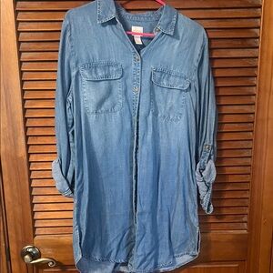 Chico's Blue Long Sleeve Denim Dress